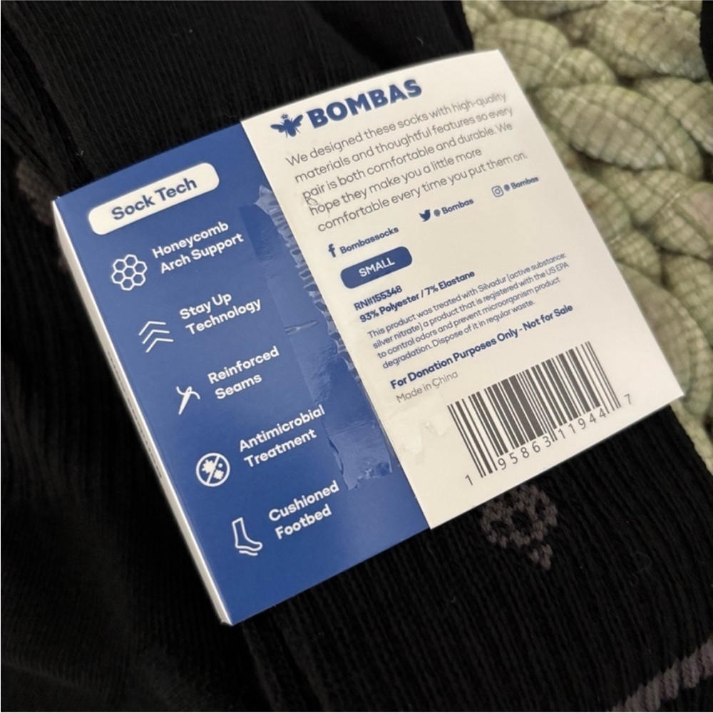 NEW BOMBAS All-Purpose Calf Black/ Gray Sock 5-Pack Size Small - Picture 4 of 5